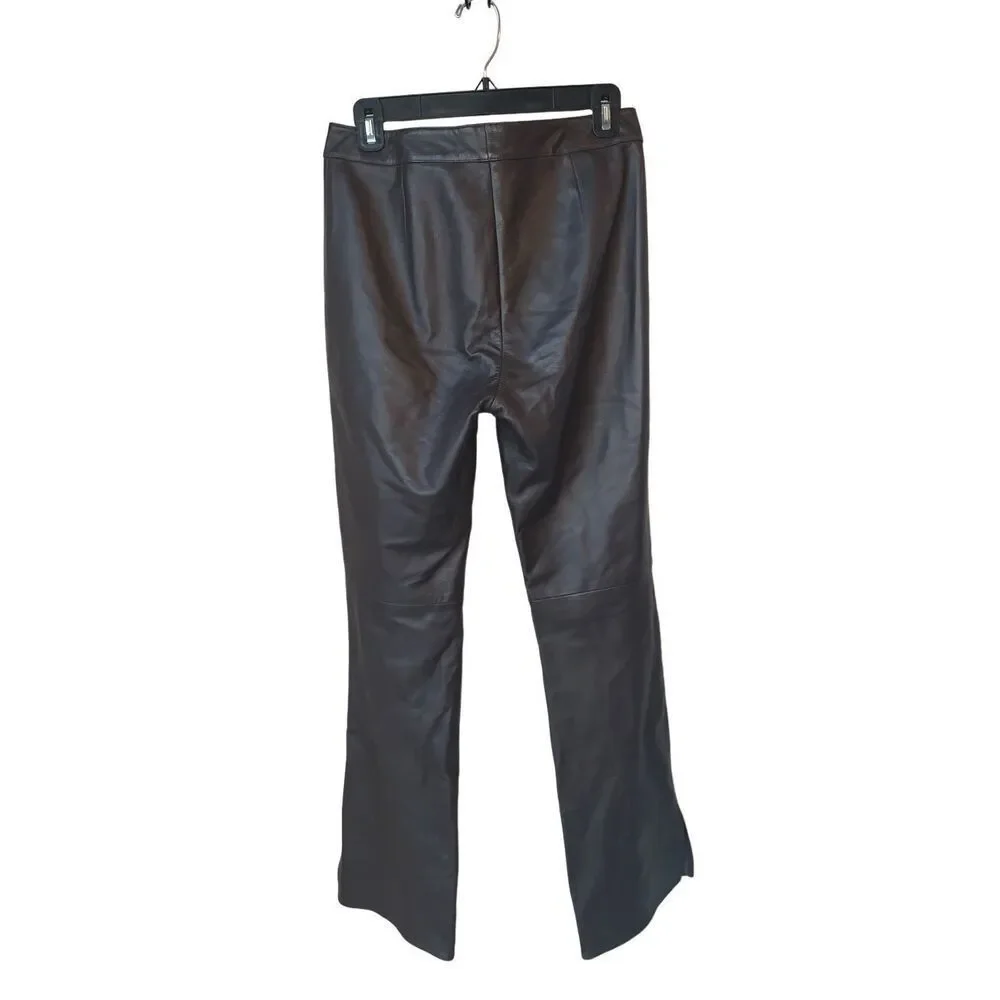 Caché Y2K 100% Brown Leather Straight Leg Pants - Picture 6 of 11